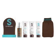 Sunescape Tanning Travel Kit (50ml Instant Self-Tan Mousse (Week in Fiji), 50ml Gradual Tan Extender, 50ml lluminating Body Tint, 50ml Hydrating Body Butter, Application Mitt, Tan Removal Mitt)