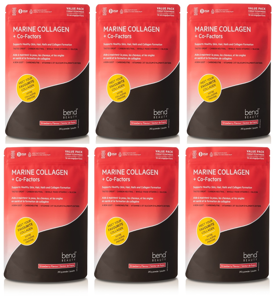 Bend Beauty Collagène Marin + Co-Facteurs Saveur de Fraise Format Économique 292g x6