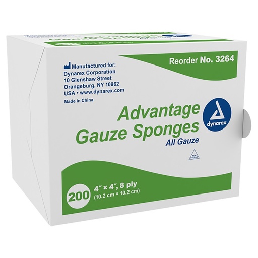 [3264] Compresses de gaze 4X4 Rudes tissées 200pc